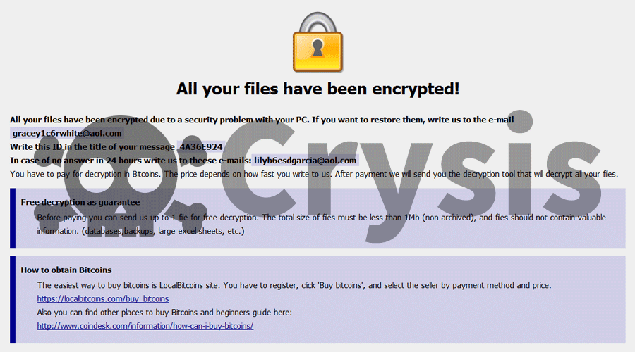 Crysis勒索病毒变种 不仅加密文件还删除备份